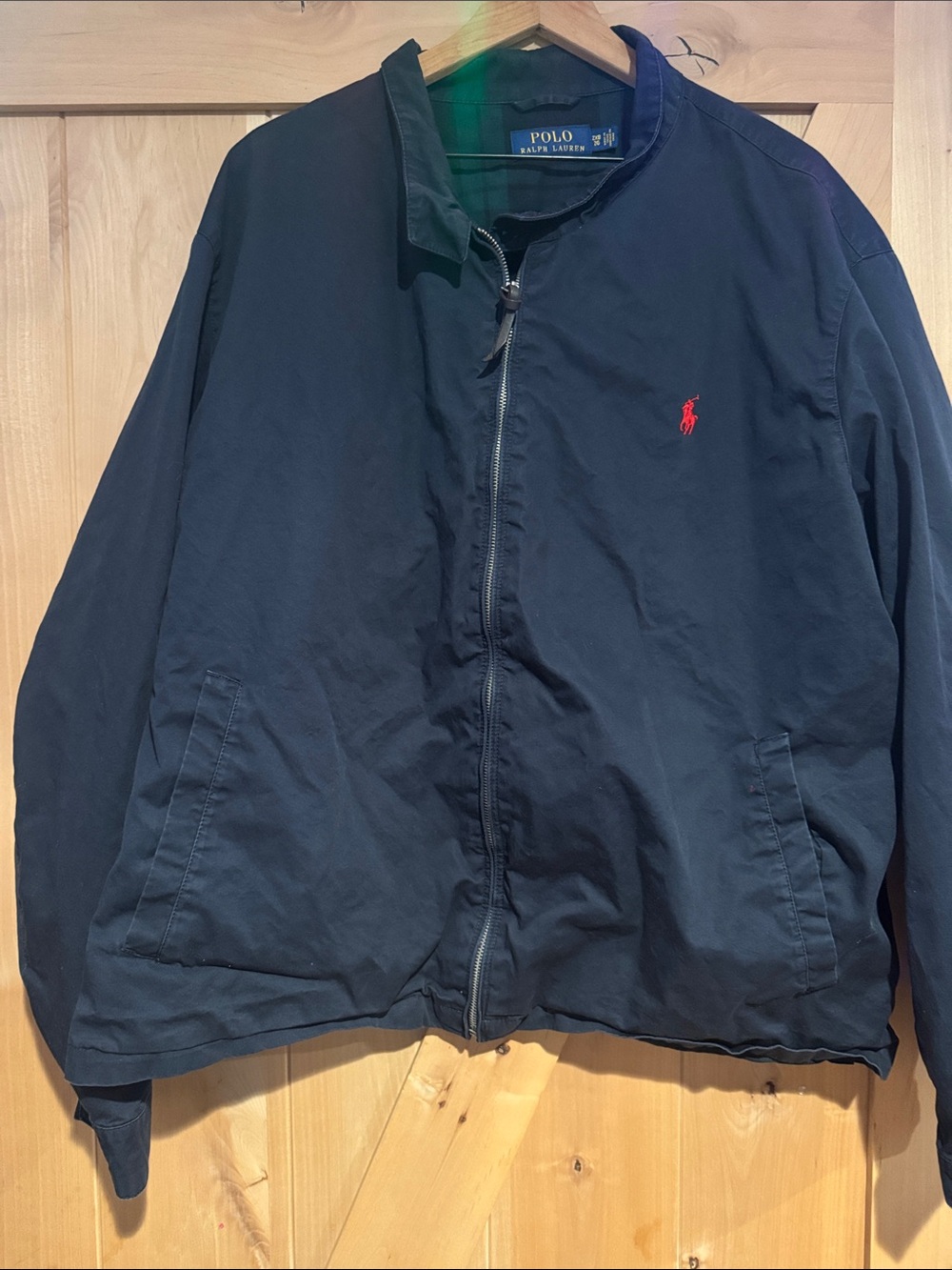 Polo by Ralph Lauren Navy Zip Bomber Jacket with Red Polo Emblem